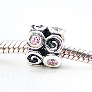 PANDORA Swirlies With Pink CZ Sterling Silver Charm With Pink Zirconia