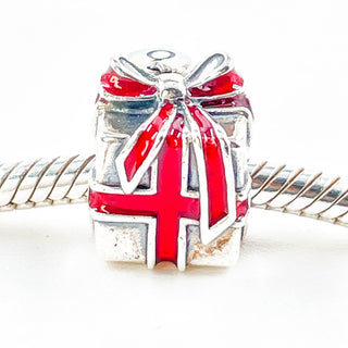 PANDORA Sterling Silver Gift With Red Bow 2012 Black Friday Special With Red Enamel - RARE