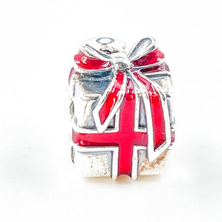 PANDORA Sterling Silver Gift With Red Bow 2012 Black Friday Special With Red Enamel - RARE