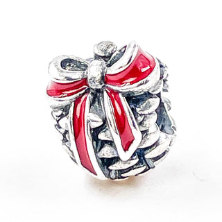 PANDORA Pinecone Sterling Silver Christmas Charm With Red Enamel