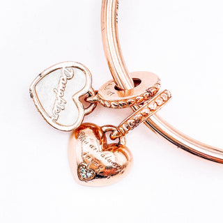Pandora Rose ™ Mother and Daughter Hearts Dangle With Silver Enamel And Clear Zirconia
