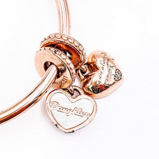 Pandora Rose ™ Mother and Daughter Hearts Dangle With Silver Enamel And Clear Zirconia