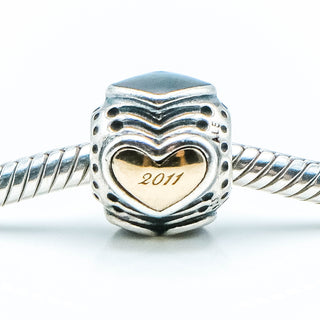 PANDORA 2011 Limited Edition Midnight Heart Sterling Silver And 14K Gold Black Friday Charm