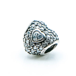 PANDORA In My Heart Sterling Silver Charm With Clear Zirconia