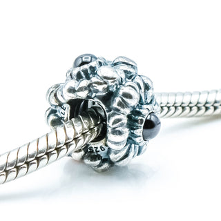 PANDORA January Birthday Blooms Sterling Silver Charm With Garnet