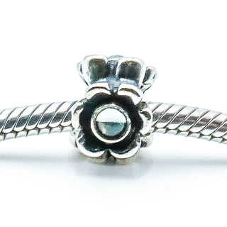 PANDORA Mini Blue Ribbon Sterling Silver Charm With Blue Topaz