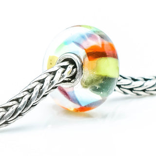 TROLLBEADS RARE Rainbow Glass Bead Sterling Silver Core Charm