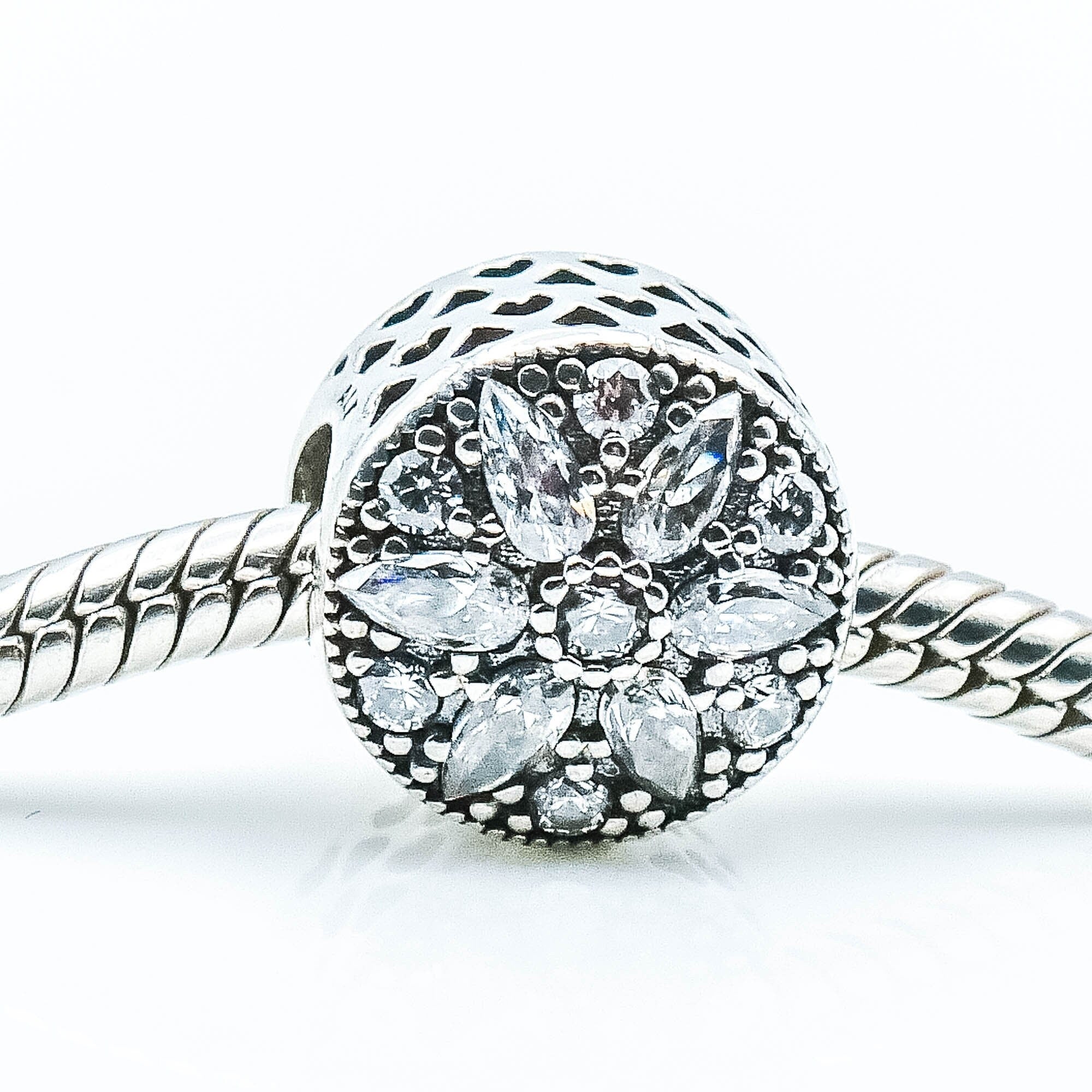 PANDORA Radiant Bloom Sterling Silver Charm With Clear Zirconia