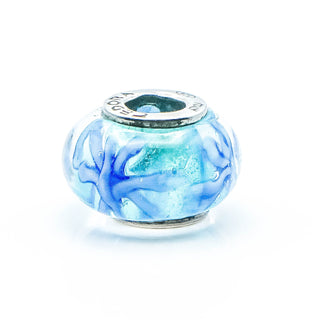 CEDORA Blue Ribbons Murano Glass Charm With Sterling Silver Core
