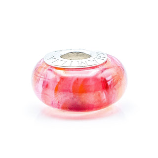 CHAMILIA Red Orange Pink Murano Glass Charm Bead With Sterling Silver Core