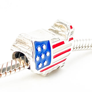 PANDORA USA National Sterling Silver Charm With Red, White And Blue Enamel