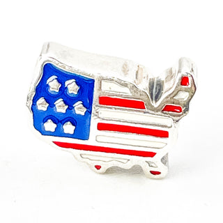 PANDORA USA National Sterling Silver Charm With Red, White And Blue Enamel