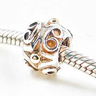 PANDORA Victorian Sterling Silver Charm With 14K Gold