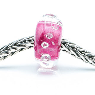 TROLLBEADS The Diamond Bead Pink Glass Sterling Silver Charm by Designer Lise Aalgaard