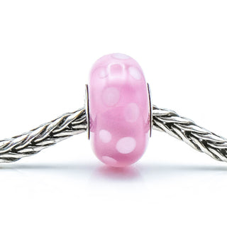TROLLBEADS Summer Dot Bead Pink Glass Sterling Silver Charm by Designer Lise Aagaard
