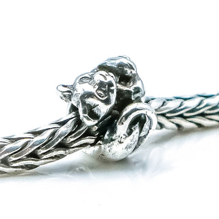TROLLBEADS Kitten Bead Sterling Silver Charm RETIRED by Designer Søren Nielsen