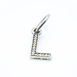 PANDORA Letter L Dangle Sterling Silver Pendant Charm With Clear Zirconia