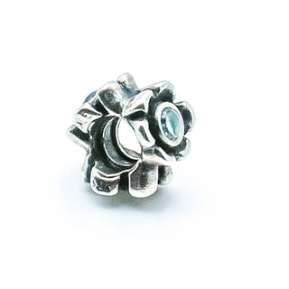 PANDORA Mini Blue Ribbon Sterling Silver Charm With Blue Topaz