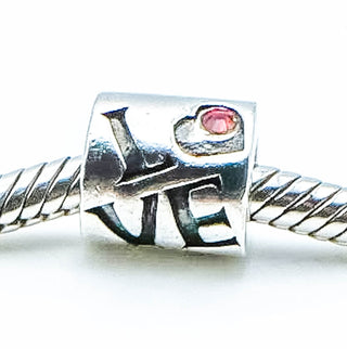 CHAMILIA LOVE Sterling Silver Charm Bead With Red Cubic Zirconia