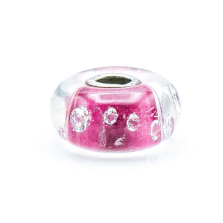 TROLLBEADS The Diamond Bead Pink Glass Sterling Silver Charm by Designer Lise Aalgaard