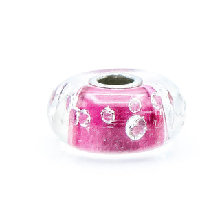 TROLLBEADS The Diamond Bead Pink Glass Sterling Silver Charm by Designer Lise Aalgaard