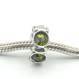 Michael Anthony Jewelers (MA 925 Italy) Sterling Silver Spacer Charm With Green Crystals