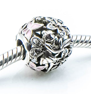 PANDORA Dazzling Daisy Fairy Sterling Silver Charm With Soft Pink Enamel And Clear Zirconia