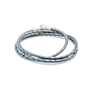 PANDORA Triple Grey Leather Bracelet Or Necklace With Sterling Silver Pandora Clasp