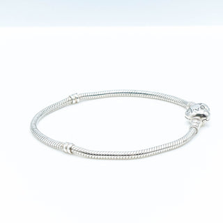 PANDORA Sterling Silver Snake Chain Bracelet With Pandora Logo Heart Clasp