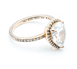 aPANDORA Rose ™ Radiant Teardrop 7-Inch 14K Rose Gold Plated Ring With Clear Zirconia