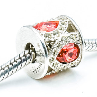 CHAMILIA Royal Petals Sterling Silver Charm Bead With Red And Yellow Swarovski Crystals