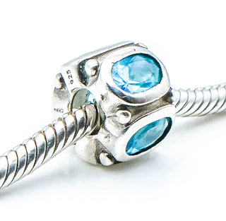 CHAMILIA Ovals Sterling Silver Charm With Aqua Cubic Zirconia