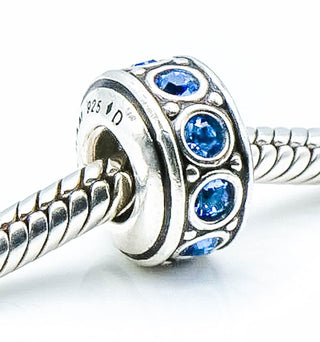 CHAMILIA Wheel September Birthstone Sterling Silver With Blue Swarovski Crystals Charm Bead