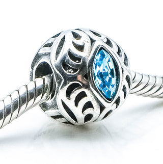 CHAMILIA Celebrations March Birthstone Sterling Silver Charm With Blue Swarovski Crystals