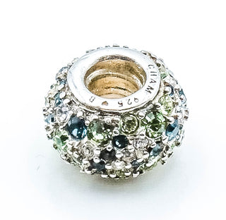 CHAMILIA Jeweled Kaleidoscope Sterling Silver Charm With Blue & Green Swarovski Crystals