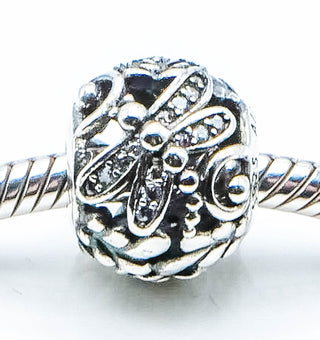 PANDORA Dragonfly Meadow Sterling Silver Charm With Clear Zirconia