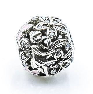 PANDORA Dazzling Daisy Fairy Sterling Silver Charm With Soft Pink Enamel And Clear Zirconia