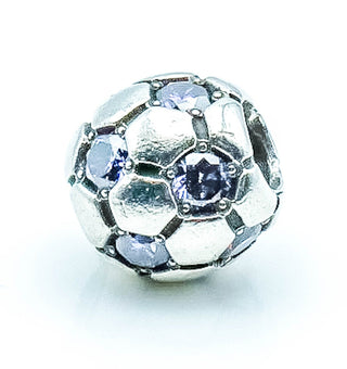 PANDORA Soccer Ball Sterling Silver Charm With Amethyst Zirconia