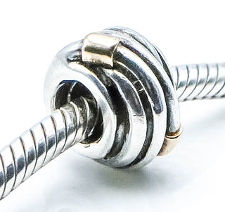 PANDORA Silver Rope With Gold Sterling Silver Charm With 14K Gold