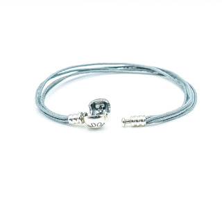 PANDORA RARE Grey Multi-Strand Fabric Bracelet With Sterling Silver Pandora Clasp