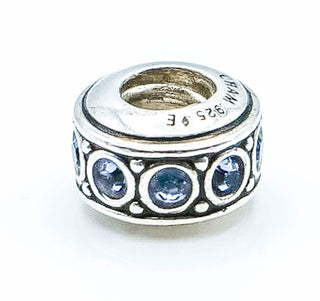 CHAMILIA Wheel December Birthstone Sterling Silver Charm With Light Blue Swarovski Crystals