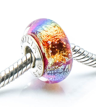 CHAMILIA Iridescent Pink Spectrum Murano Glass Bead With Sterling Silver Core