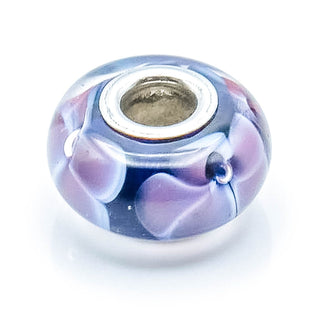 CHAMILIA Lavender Petals Purple Murano Glass Charm Bead With Sterling Silver Core