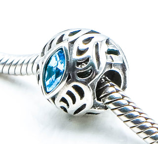 CHAMILIA Celebrations March Birthstone Sterling Silver Charm With Blue Swarovski Crystals
