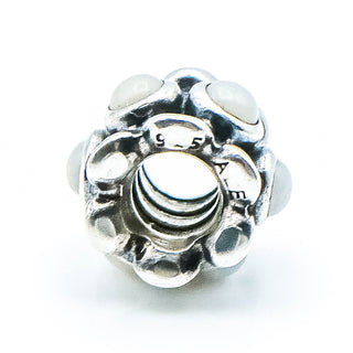 PANDORA Forget Me Not Sterling Silver Charm Bead With White Agate