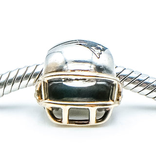 PANDORA RARE New England Patriots NFL Helmet Sterling Silver Charm With 14K Gold
