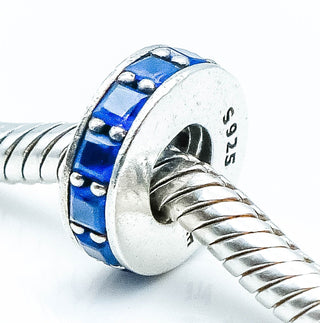 PANDORA Eternity Sterling Silver Spacer Charm With Royal-Blue Crystal
