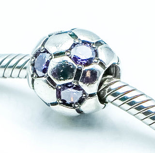 PANDORA Soccer Ball Sterling Silver Charm With Amethyst Zirconia