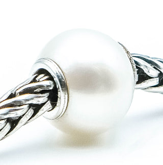 TROLLBEADS White Pearl Bead Sterling Silver Charm