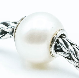 TROLLBEADS White Pearl Bead Sterling Silver Charm